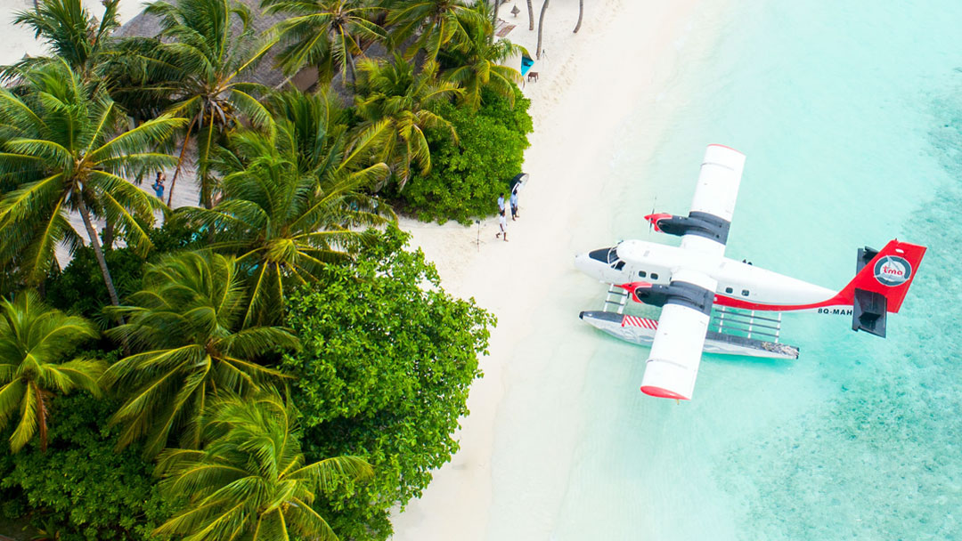 Maldive resort with De Havilland Twin Otter