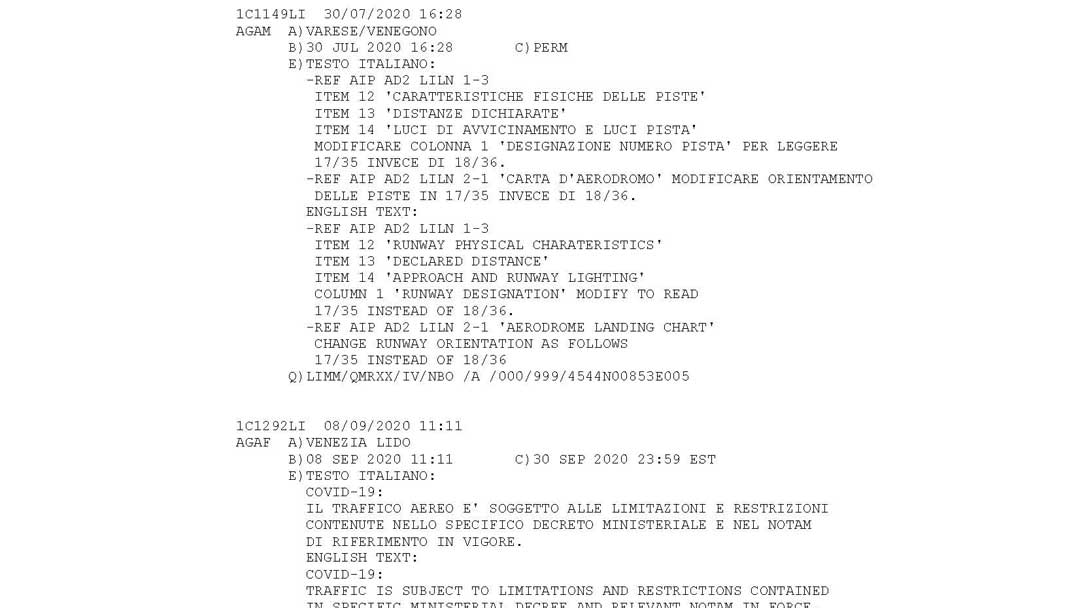 NOTAM: Istruzioni per l’uso ENAC e mappa interattiva Desktop Aeronautico